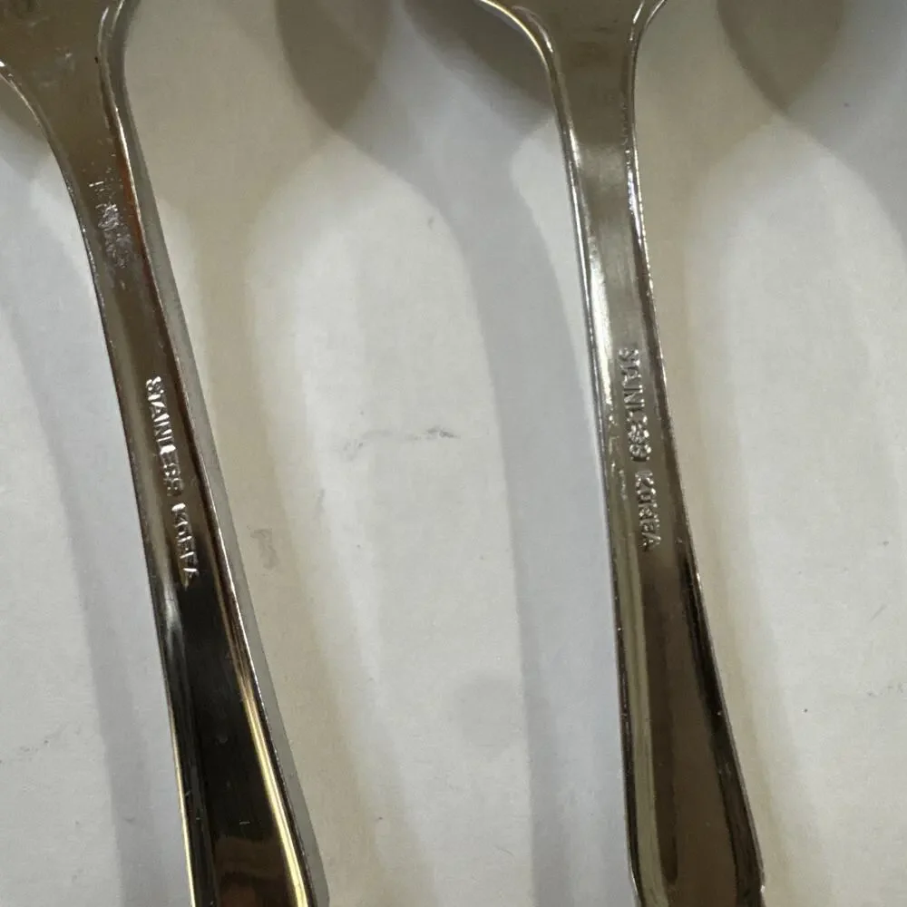 Lot of 4 Vintage MCM Estia ESI14 7.5” Stainless Steel Tablespoons